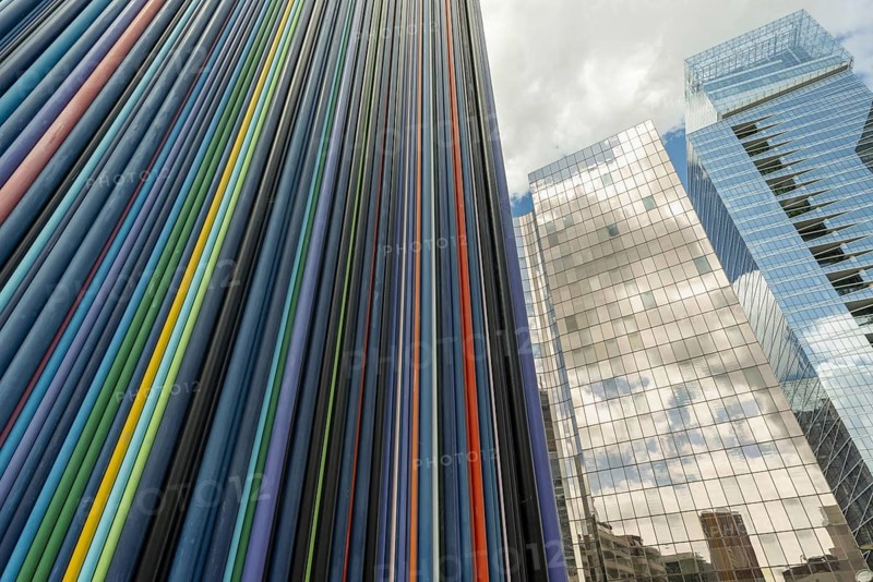 Le Moretti tubes, ventilation tower, designed by the artist Raymond Moretti, La Défence, largest office block in Europe, Paris, Île-de-France, France, Europe