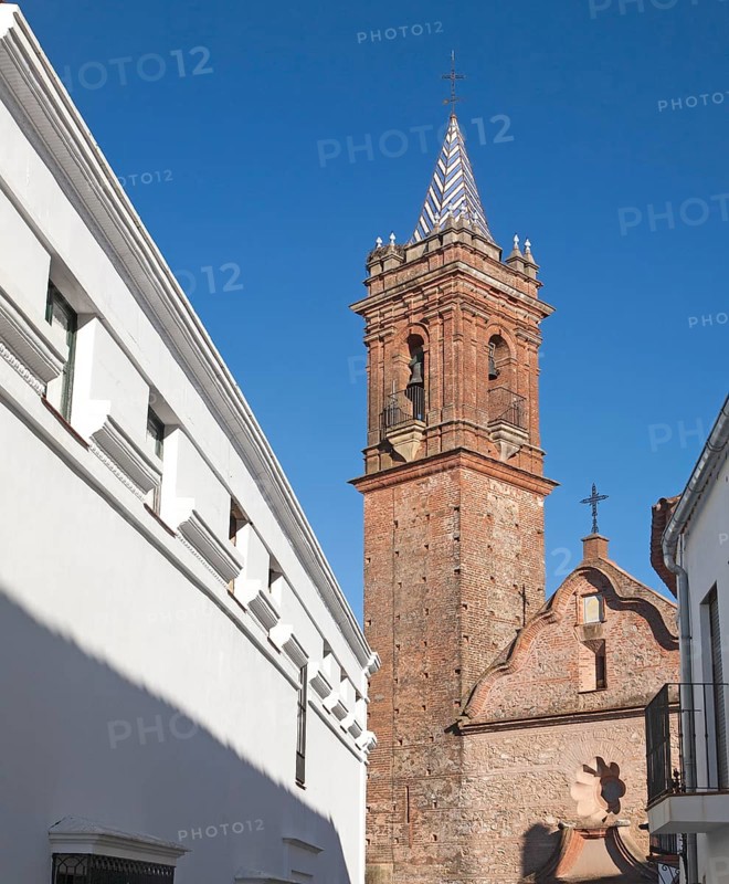 Neoclassical church Iglesia Espiritu Santo, Fuenteheridos village, Sierra de Aracena, Huelva province, Spain, Europe