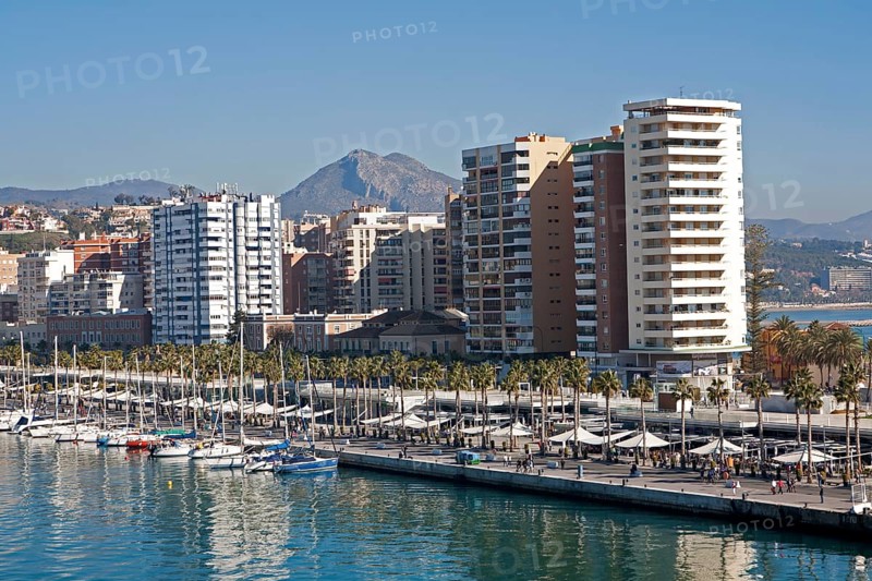 Apartment blocks and yachts in marina of Muelle Uno port development, city of Malaga, Spain, Europe