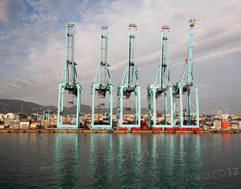 Large cranes APM Terminals container ship port at Algeciras, Cadiz Province, Spain, Europe