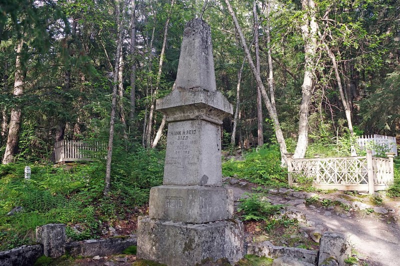 Gravestones at the old gold rush cemetery in Skagway, Gold Rush, Alaska, USA, North America