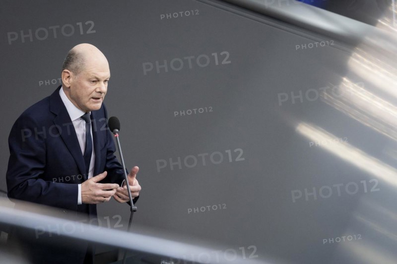 Olaf Scholz (SPD), Federal Chancellor, recorded during a questioning of the Federal Government in the German Bundestag in Berlin, 14 March 2024