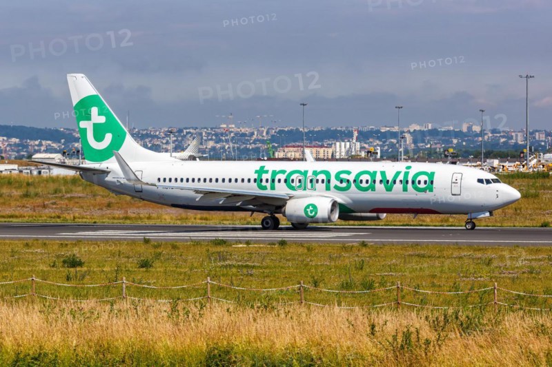 A Boeing 737-800 aircraft of Transavia France with the registration F-HUYB at Paris Orly Airport, France, Europe