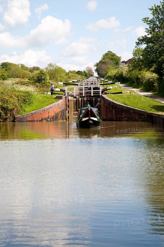 Caen Hill flight of locks on the Kennet and Avon canal Devizes, Wiltshire, England, United Kingdom, Europe