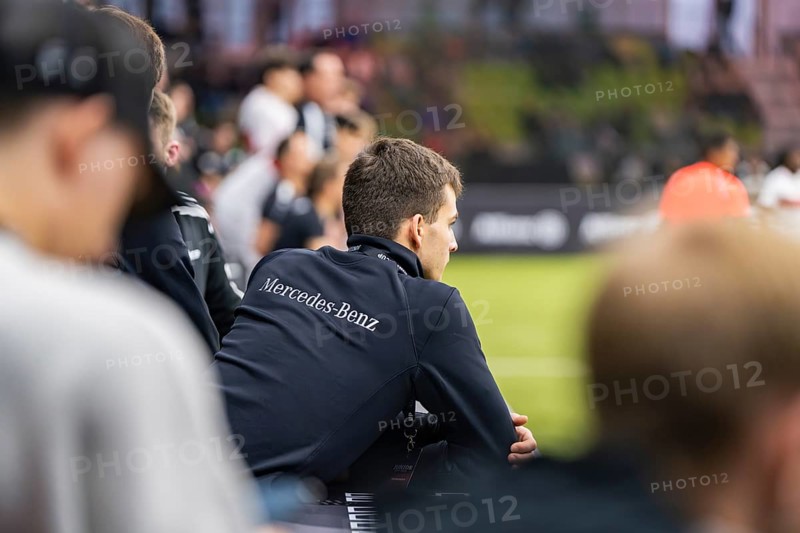 A coach watches the action on the pitch intently, Mercedes Benz Junior Cup, Glaspalast Sindelfingen, Germany, Europe