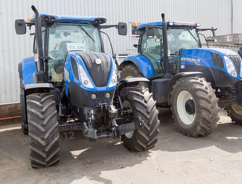 New Holland tractors agricultural machinery on sale, Ernest Doe farm equipment supplier business, Suffolk, England, UK