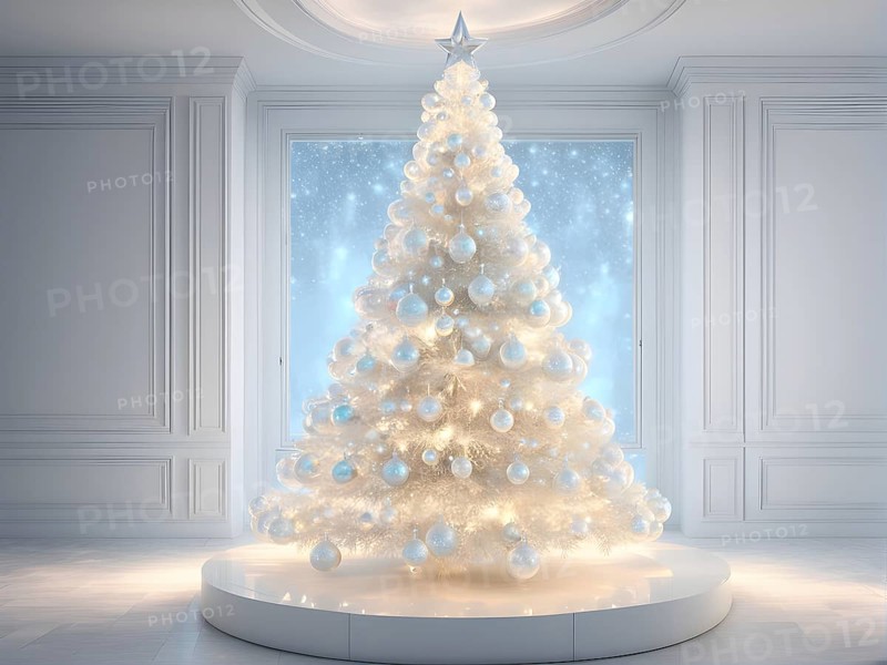 A three dimensional rendering of a futuristic Christmas tree made of glowing, semi-transparent glass, AI generated