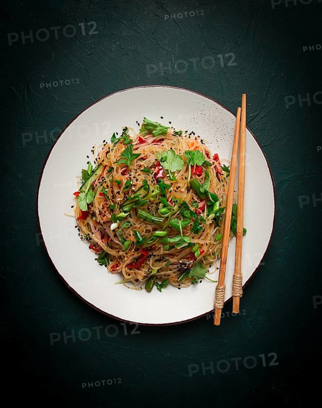 Funchosa, Korean salad, with vegetables, homemade, no people