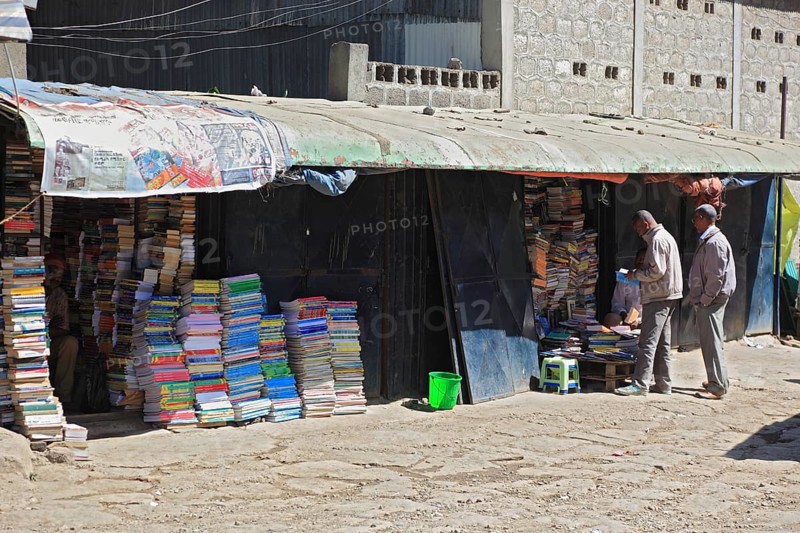 Addis Ababa, city centre, bookshop, roadside bookshop, Ethiopia, Africa