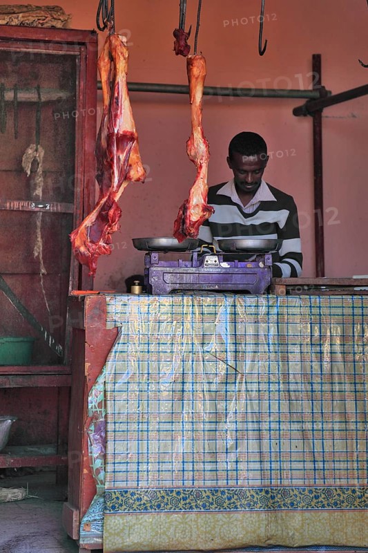 Market in Aksum, Axum, butcher, butchers, Ethiopia, Africa