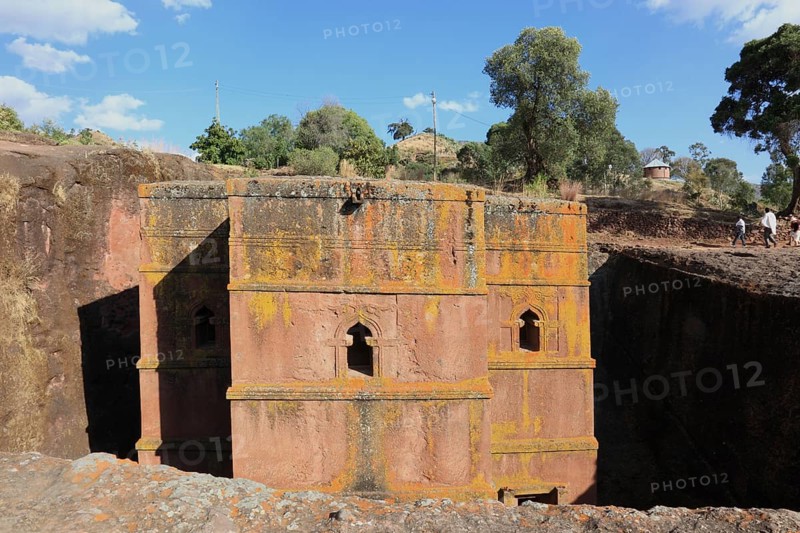 Rock churches in Lalibela, the rock church of St George, Bete Kiddus Georiys, Bete Ghiorgis Church, Ethiopia, Africa