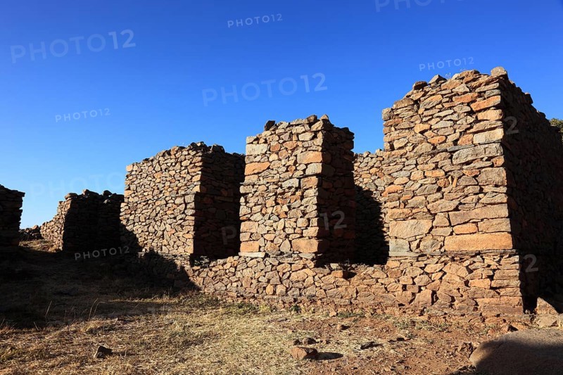 Ruins of the palace of the Queen of Sheba near Axum, Aksum, Dongur Palace, Ethiopia, Africa