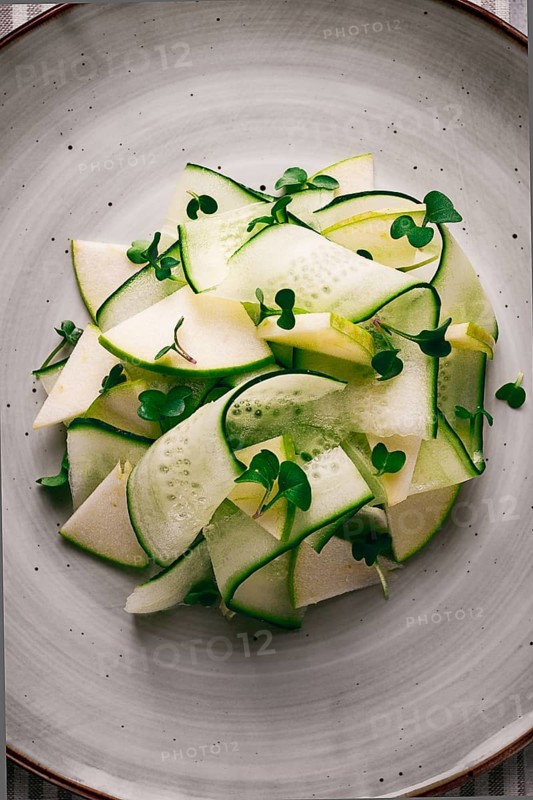 Spring, green salad, cucumber with apple, top view, close-up, no people, microselen radish, healthy eating, spring salad, georgian salad, gazaphuli
