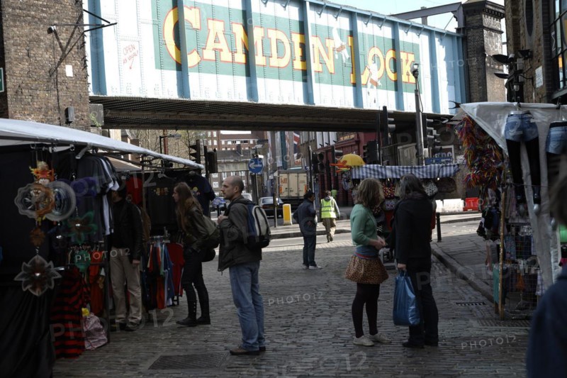 Camden Lock painted railway bridge, London
