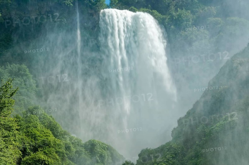 The Cascata delle Marmore, the Marble Falls, is a three-part waterfall artificially created by the Romans. Terni, Umbria, Italy, Southern Europe, Europe
