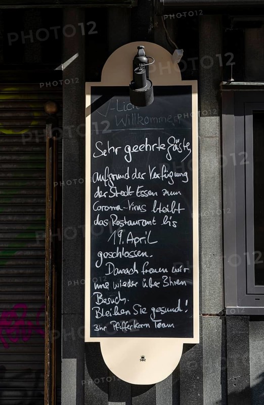 Effects of the coronavirus pandemic in Germany, Food, Closed restaurant, Steakhouse, Pfefferkorn