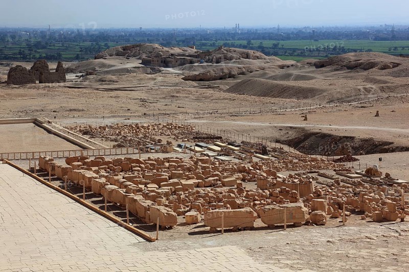 Part of the temple complex, mortuary temple of Hatshepsut, Hatshepsut Temple in Deir el-Bahari on the west bank of the Nile in Thebes, Africa, Egypt, Upper Egypt, Africa