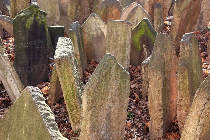 The Old Jewish Cemetery in the Josefov district is one of the most historically significant Jewish cemeteries in Europe. It contains over 12, 000 gravestones and presumably the remains of 100, 000 people, Prague, Czech Republic, Europe