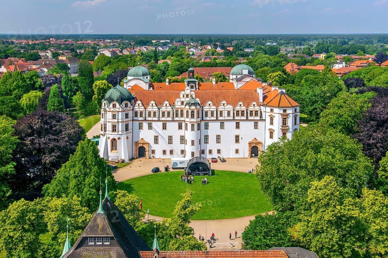 Castle park with castle. Celle, Lüneburg Heath, Lower Saxony, Germany, Europe