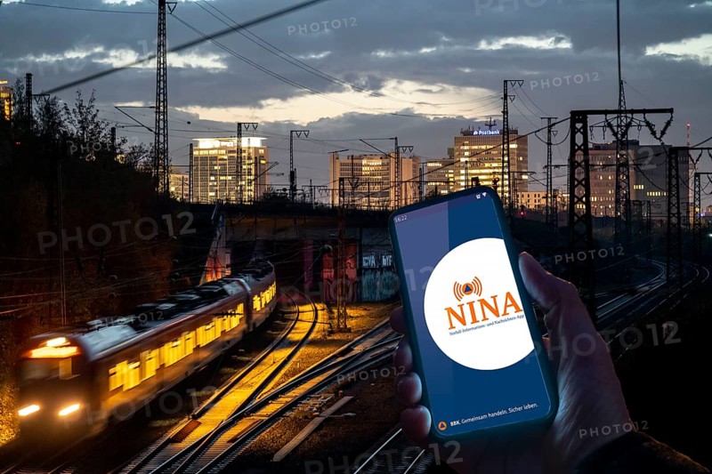 Symbolic image for NINA Warnapp, the Federal Office of Civil Protection and Disaster Assistance, warns the user of various dangers, disasters, storms, Essen, Germany, Europe