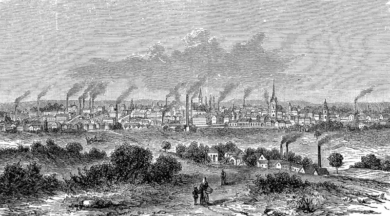 The town of Solingen in North Rhine-Westphalia, Germany, in 1880, Historical, digital reproduction of an original from the 19th century, Europe