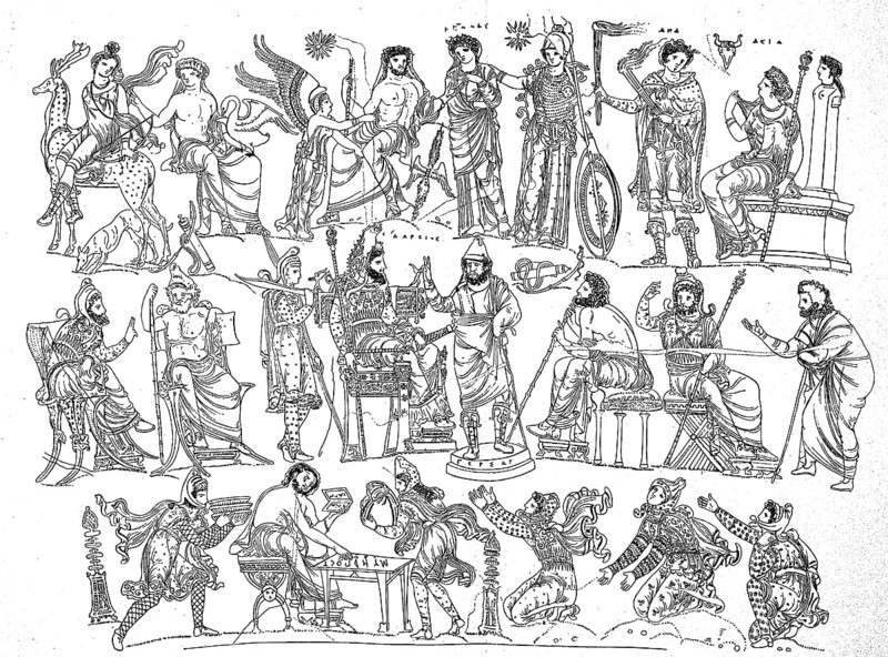 The War Council of Darius, Painting on the Darius Vase from the 3rd century BC, Illustration from 1880, Historical, digital reproduction of an original from the 19th century