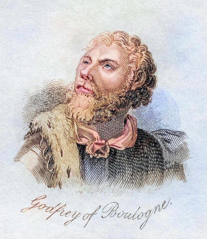 Godrey of Buoillon or Boulogne c. 1066, 1100 Medieval knight, leader of the First Crusade from the book Crabbs Historical Dictionary from 1825, Historical, digitally restored reproduction from a 19th century original, Record date not stated