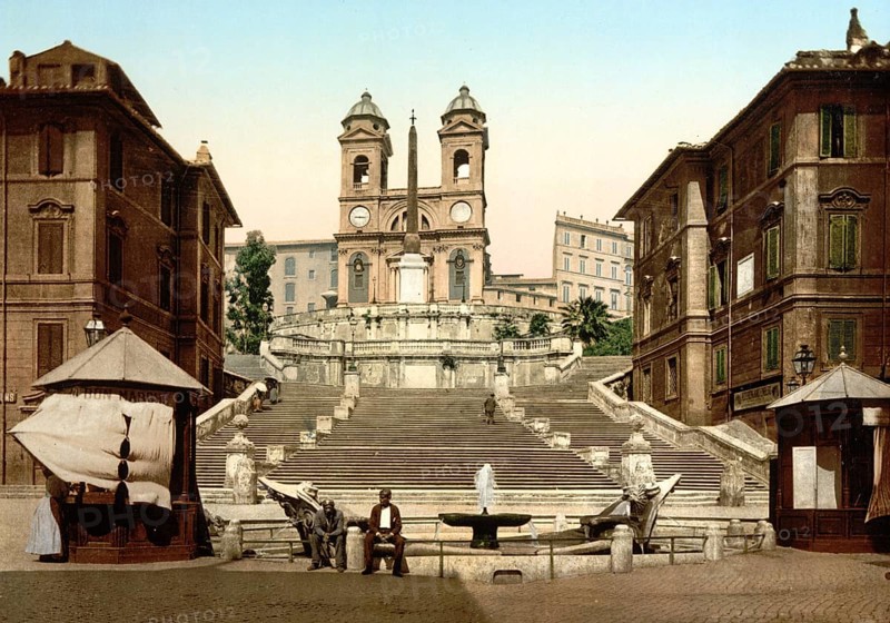 St Trinita dei Monti, Rom, Italien / Rome, Italy, Historic, digitally restored reproduction from a 19th century original, 1880, Record date not stated, Europe