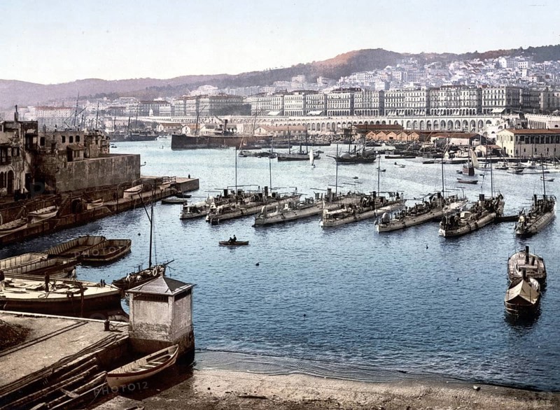 View of the harbour from the Admiralty, Algiers, Algeria, ca 1890, Historic, digitally restored reproduction from a 19th century original, Record date not stated, Africa