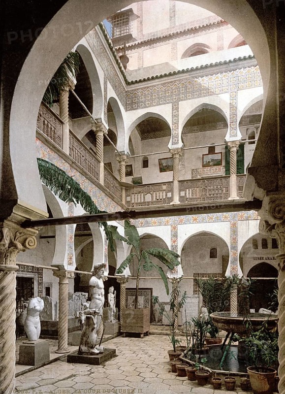 Museum Entrance Hall, Algiers, Algeria, ca 1890, Historical, digitally restored reproduction from a 19th century original, Record date not stated, Africa