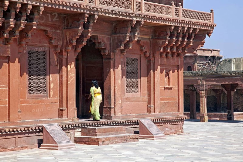 The Ibadat Khanna, Diwan-i-Khas, Hall of Private Audience at Fatehpur Sikri in Uttar Pradesh, India, Asia
