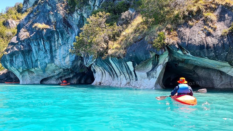 Capillas de Marmol in Lago General Carrera in Patagonia on the Carretera austral, Patagonia, Chile, South America