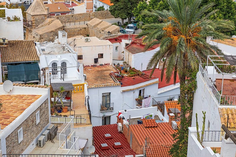 Above the rooftops of Eivissa's old town, Ibiza Town, Ibiza, Balearic Islands, Mediterranean, Spain, Europe