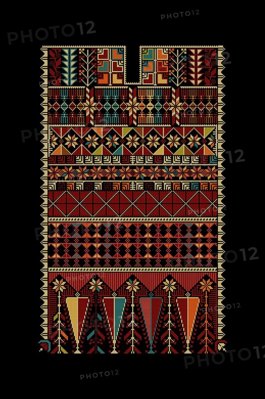 Embroidery vector Tatreez template, Palestinian fashion neck ornament