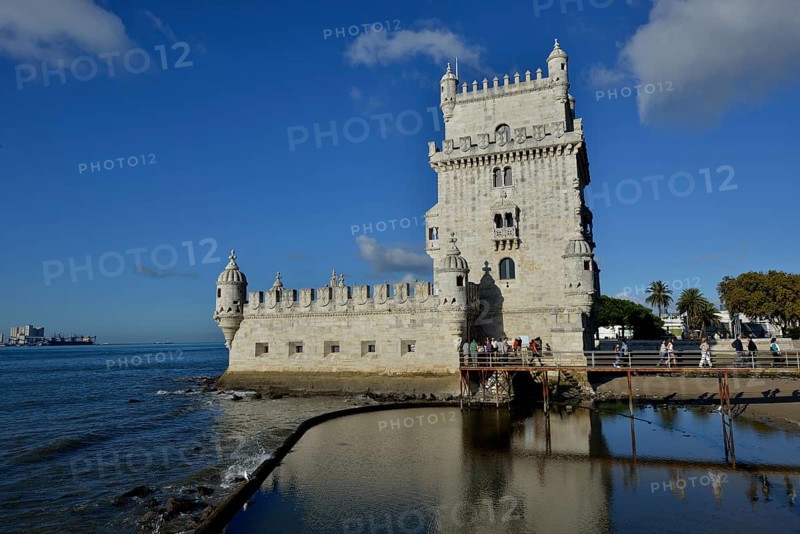 Torre de Belém tower, built in 1520 by Manuel I, UNESCO World Heritage Site on the banks of the Tagus River, Belém, Lisbon, Lisbon District, Portugal, Europe