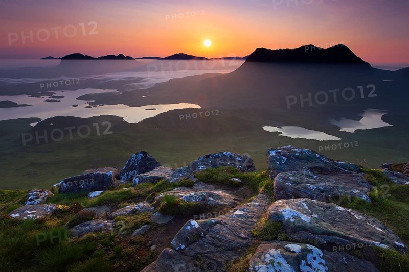 View of Suilven and Cul Mor, Sutherland, Scotland, Great Britain
