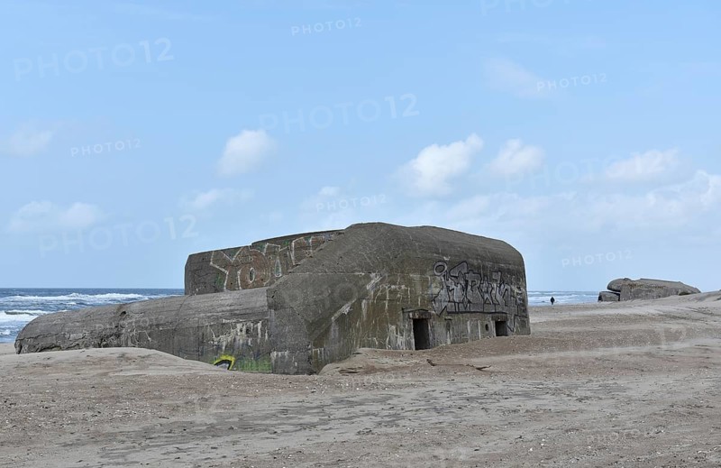 Bunker, Botonbunker of the Atlantic Wall in Denmark on the beach of Jutland