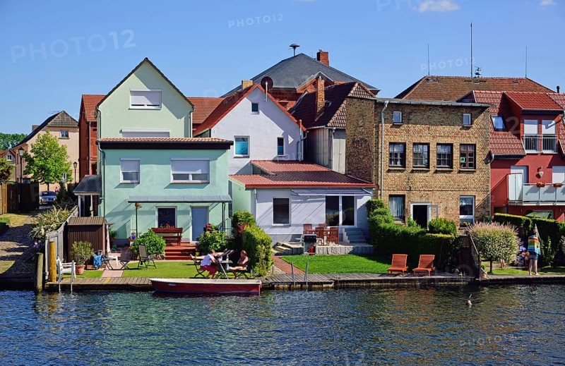 Europe, Germany, Mecklenburg-Western Pomerania, Island town of Malchow, Properties on Lake Malchow, Malchow, Mecklenburg-Western Pomerania, Germany, Europe