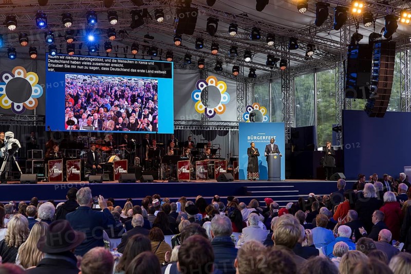 William Samoei Ruto (President of the Republic of Kenya) and his woman Rachel Ruto give a speech at the Federal President's Citizens' Festival in Bellevue Palace Gardens, Berlin, 13/09/2024