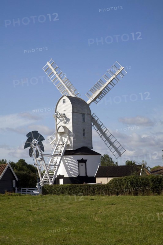 Saxtead post mill windmill, Suffolk, England, United Kingdom, Europe