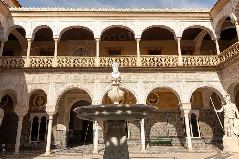 La Casa de Pilatos palace in Seville, Spain, home of Dukes of Medinaceli in Renaissance Italian and Mudéjar Spanish styles considered as the prototype of the Andalusian palace, Europe
