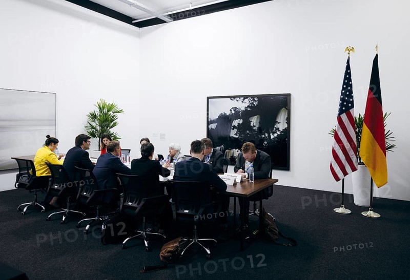 Christian Lindner (FDP), Federal Minister of Finance, meets Janet Yellen, Secretary of the Treasury of the United States of America for a discussion at the G20, G7 Finance Ministers and Central Bank Governors Meeting, in Sao Paulo, 28 February 2024. Photographed on behalf of the Federal Ministry of Finance (BMF)