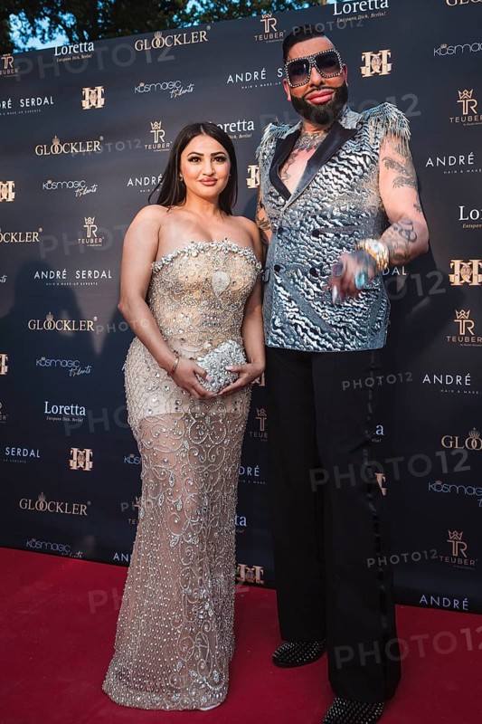 Harald Glööckler and guest at the first Fashion Night with Harald Glööckler for his new fashion collection Teuber by HARALD GLÖÖCKLER at Loretta am Wannsee in Berlin on 28 June 2024