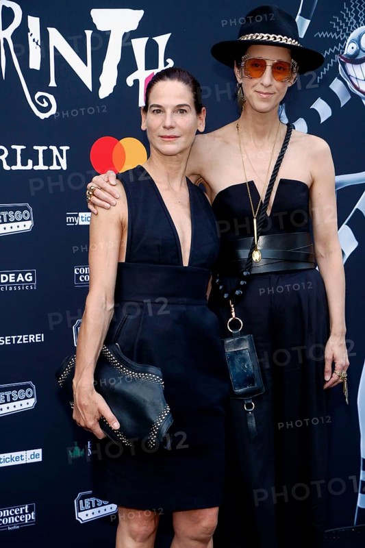 Bibiana Beglau and Esther Perbrandt at the opening of the Tim Burton exhibition at the Radsetzerei on the RAW site in Berlin on 18 July 2024