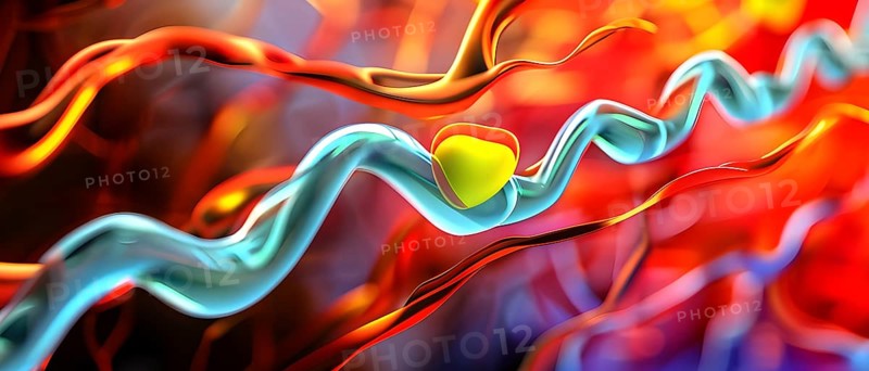 Three dimensional render of cholesterol in blood stream, AI generated