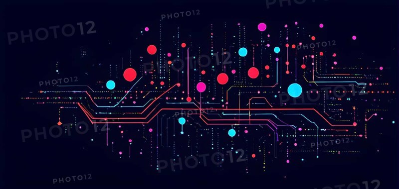Illustration of abstract stream Artificial intelligence, Big data, AI generated