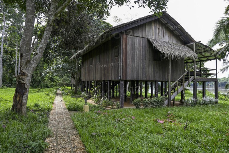 Chalet at Doli Lodge on the Sangha River, Bayanga, Sangha-Mbaéré Prefecture, Central African Republic, Africa