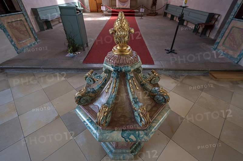 Baptismal font in the town church of St Maria, Hersbruck, Middle Franconia, Bavaria, Germany, Europe