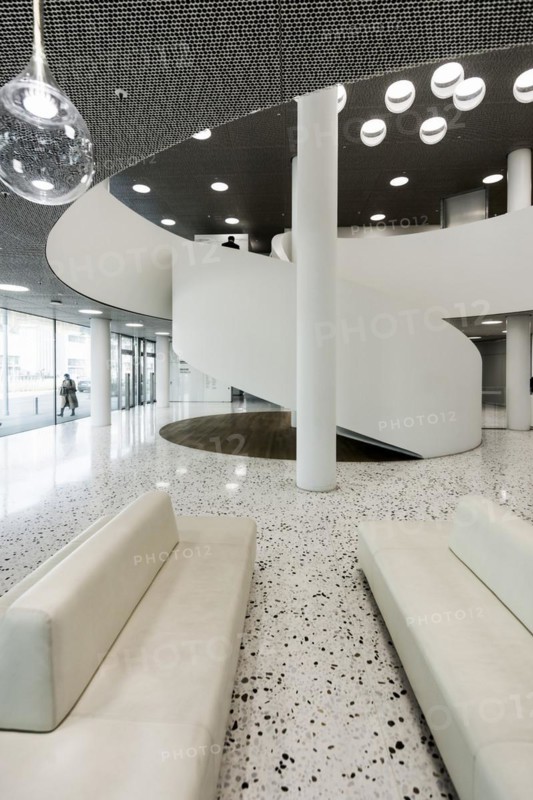 Spiral staircase, Roche Towers, Architects Herzog and de Meuron, Basel, Canton of Basel-Stadt, Switzerland, Europe
