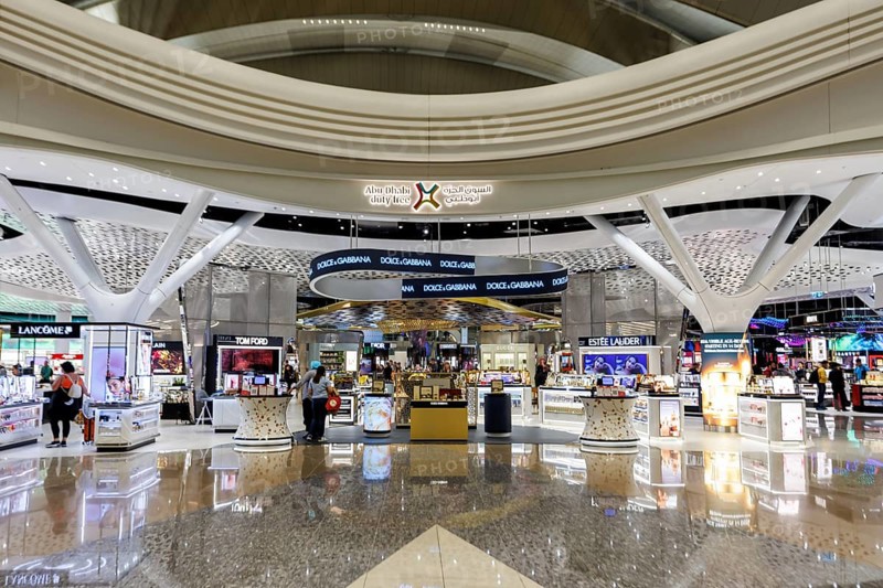 Duty free shop in Terminal A of Zayed International Airport (AUH) in Abu Dhabi, United Arab Emirates, Asia